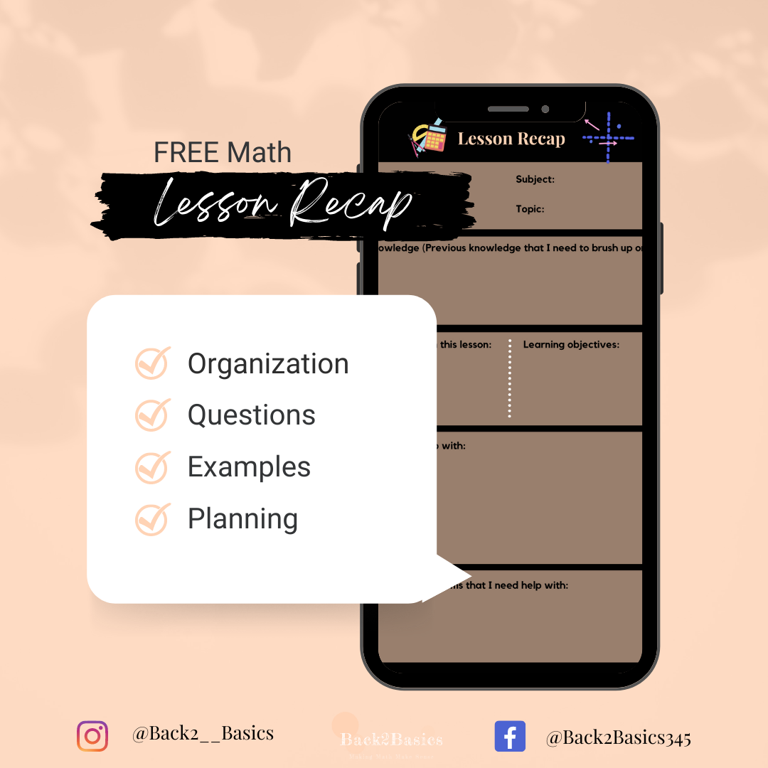 Lesson Recap Planner – Back2Basics with Mathematics