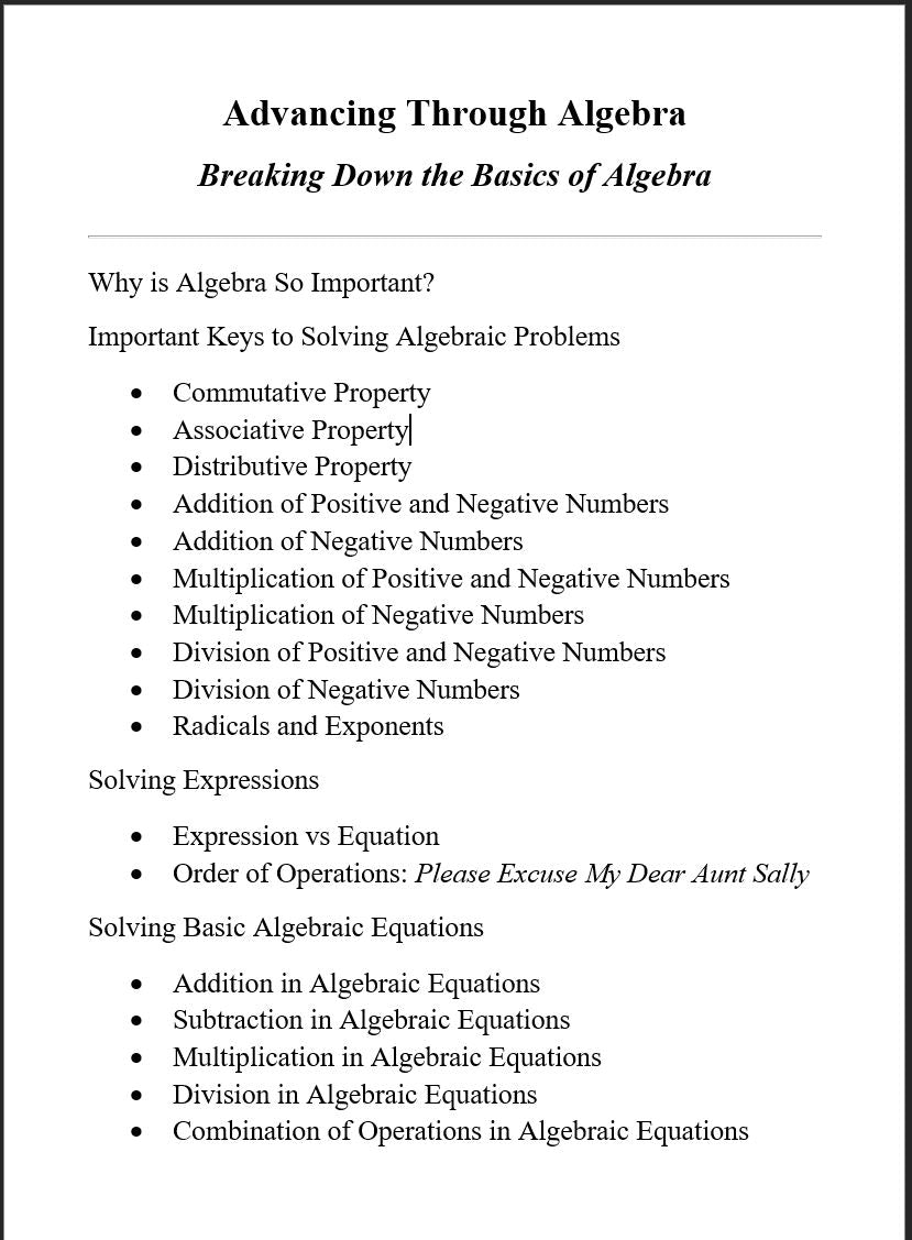 Advancing Through Algebra: Breaking Down the Basics of Algebra