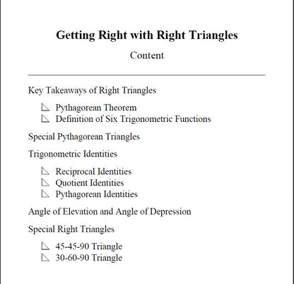 Getting Right with Right Triangles